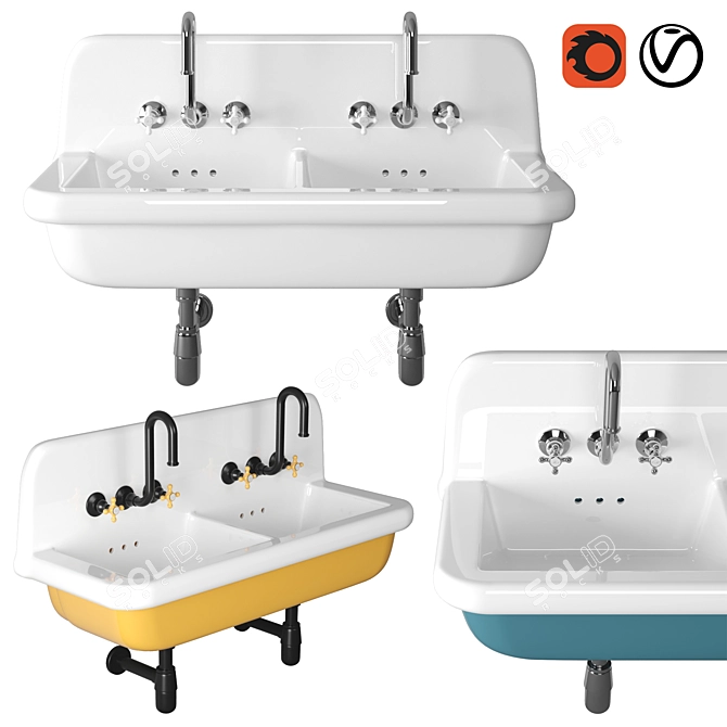 Bleu Provence TrueColors Retro Double Sink 3D model image 1