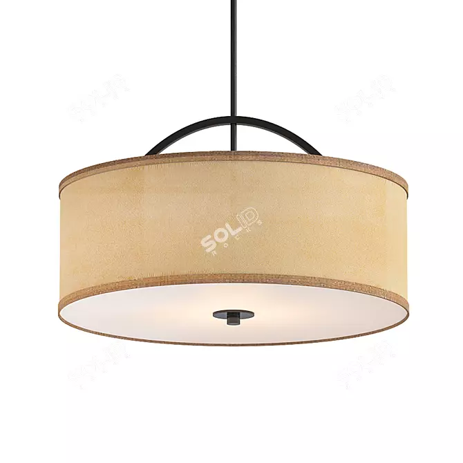 Brushed Bronze Pendant Light with Danville Linen Shade 3D model image 1