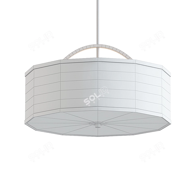 Brushed Bronze Pendant Light with Danville Linen Shade 3D model image 2