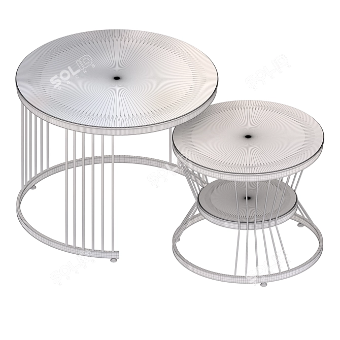 White Stone Top Coffee Table Set 3D model image 5