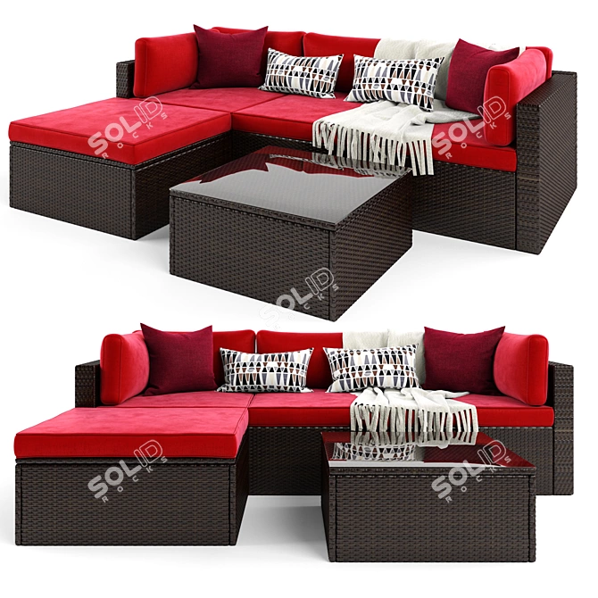 Huang Outdoor Rattan Sectional 3D model image 1