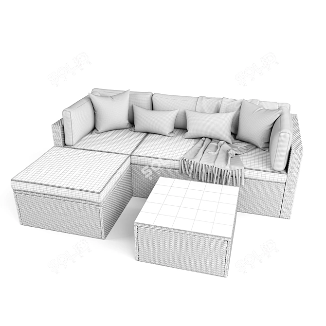 Huang Outdoor Rattan Sectional 3D model image 2