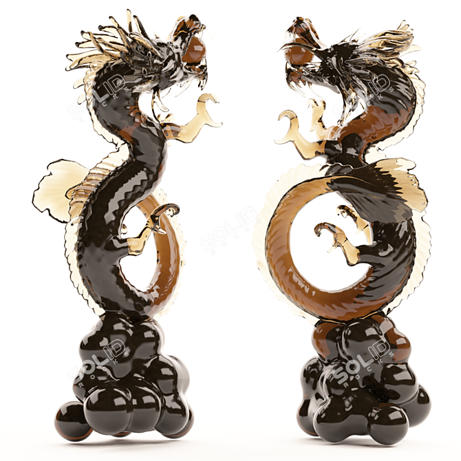 Authentic Chinese Dragon Statue 3D model image 1