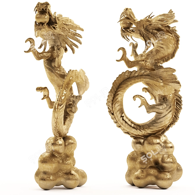 Authentic Chinese Dragon Statue 3D model image 2