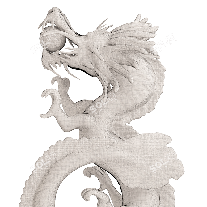 Authentic Chinese Dragon Statue 3D model image 6