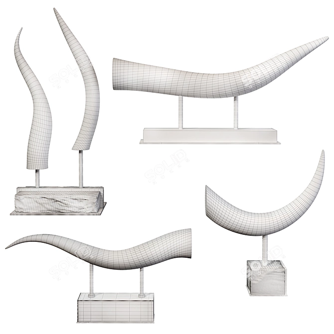 Elegant Horn Sculptures: Exquisite Decor Pieces 3D model image 6
