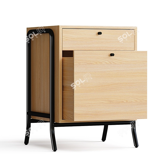 Shinola Runwell Oak File Cabinet: Classic and Functional 3D model image 2