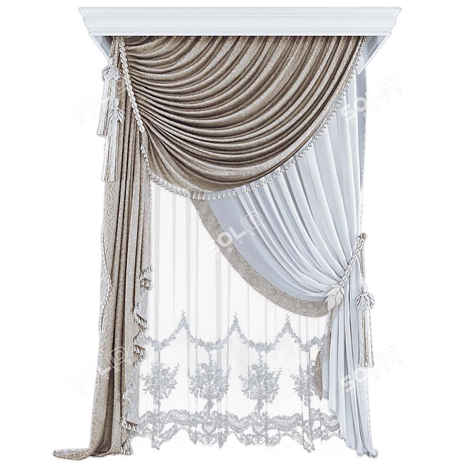 Elegant Sheer Window Curtains 3D model image 1