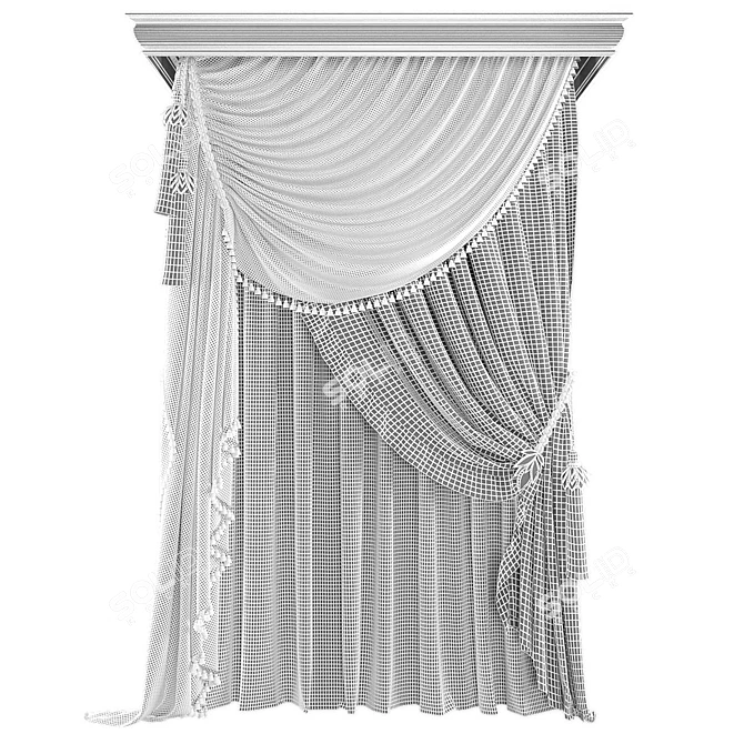 Elegant Sheer Window Curtains 3D model image 2