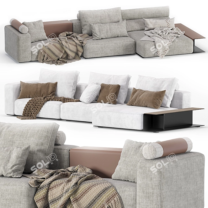 Elegant Westside 3-Seat Modular Sofa 3D model image 1