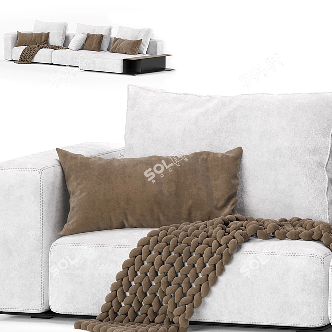 Elegant Westside 3-Seat Modular Sofa 3D model image 3