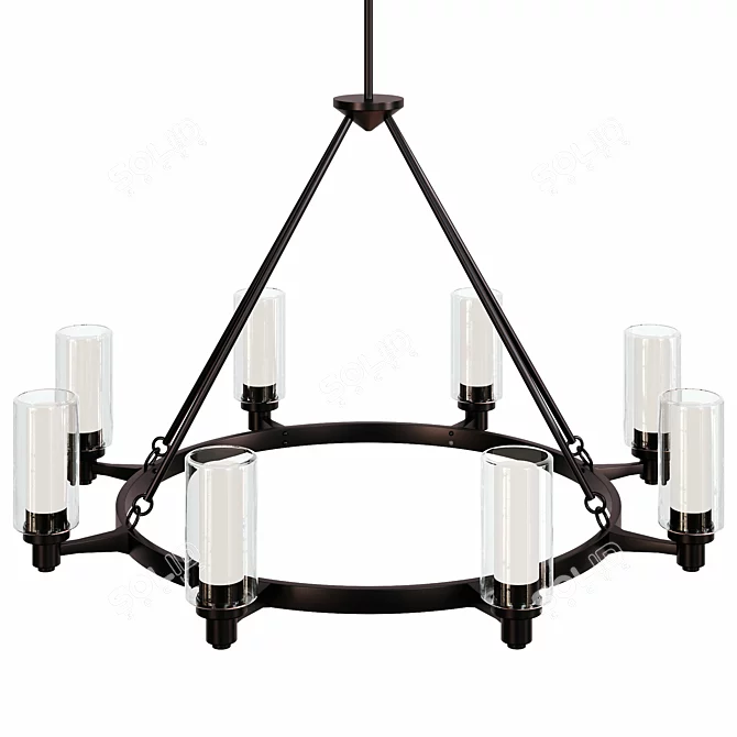 Elegant Bronze Oval Chandelier 3D model image 1