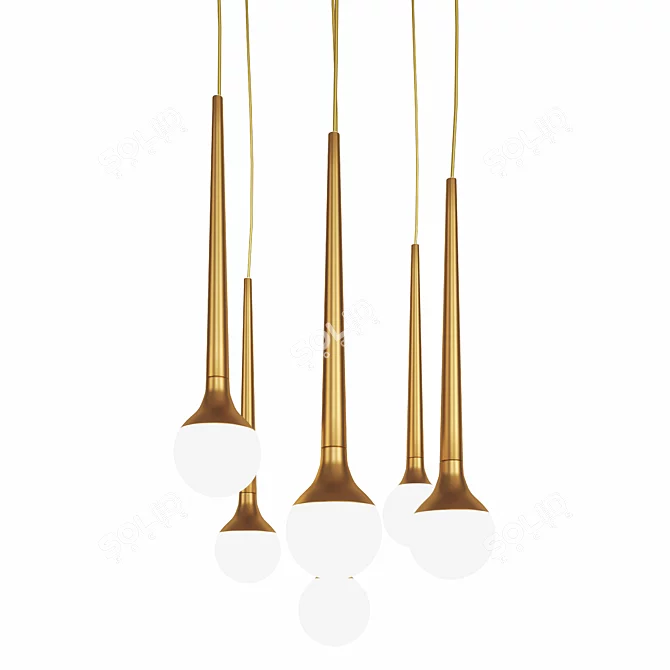 Sunset Gold LED Multi Light Pendant 3D model image 1