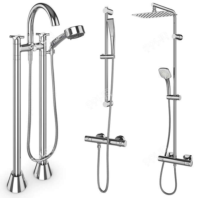 Grohe and IDEAL Standard Shower Set 143: Stylish Faucets and Shower Systems 3D model image 2