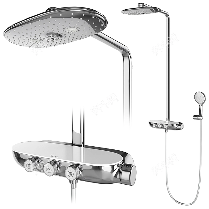 Grohe and IDEAL Standard Shower Set 143: Stylish Faucets and Shower Systems 3D model image 3