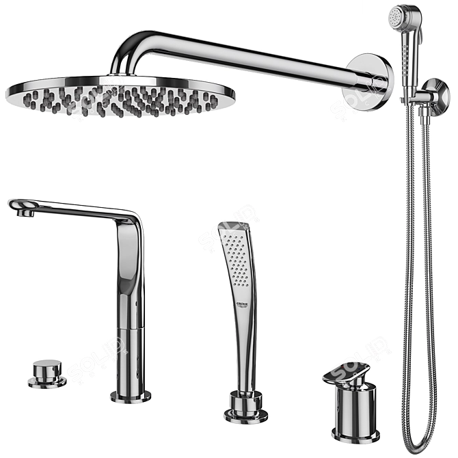 Grohe and IDEAL Standard Shower Set 143: Stylish Faucets and Shower Systems 3D model image 4