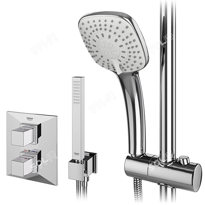 Grohe and IDEAL Standard Shower Set 143: Stylish Faucets and Shower Systems 3D model image 5