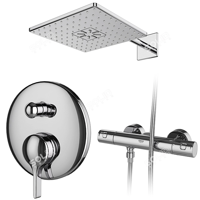 Grohe and IDEAL Standard Shower Set 143: Stylish Faucets and Shower Systems 3D model image 6