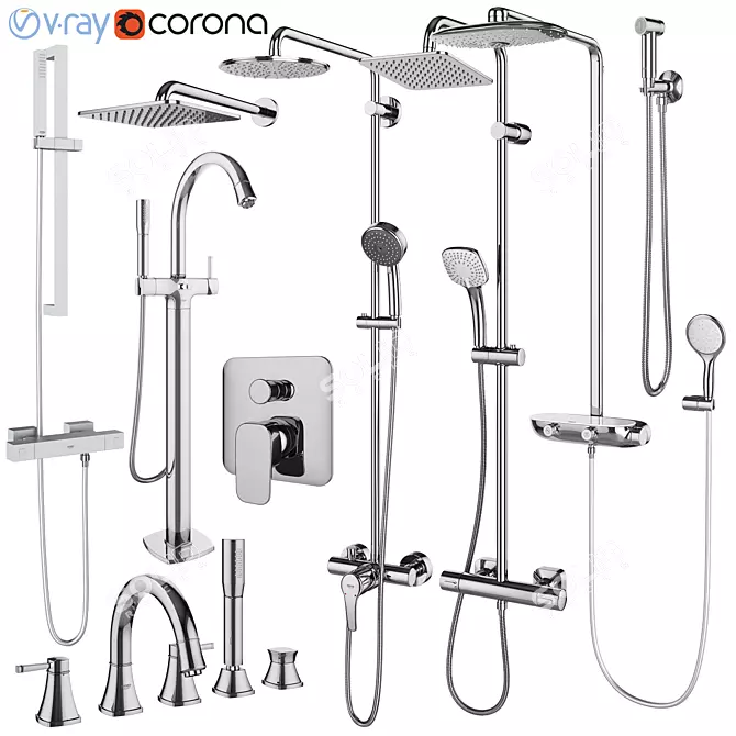 Title: Grohe & IDEAL Standard Faucets and Shower Systems 3D model image 1