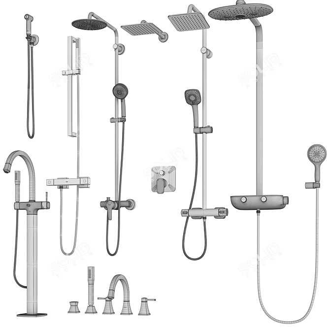 Title: Grohe & IDEAL Standard Faucets and Shower Systems 3D model image 7