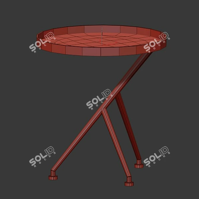 Rustic Brass Accent Table 3D model image 2