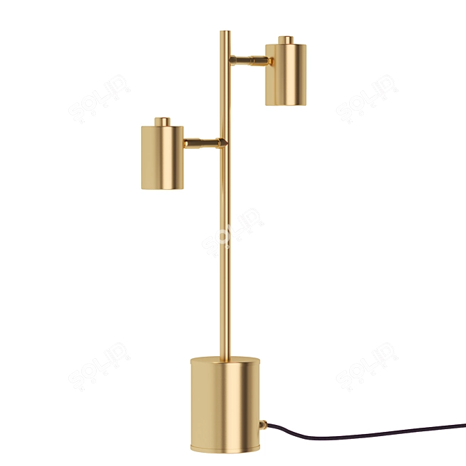 Brass Table Lamp with 2 Spots 3D model image 1