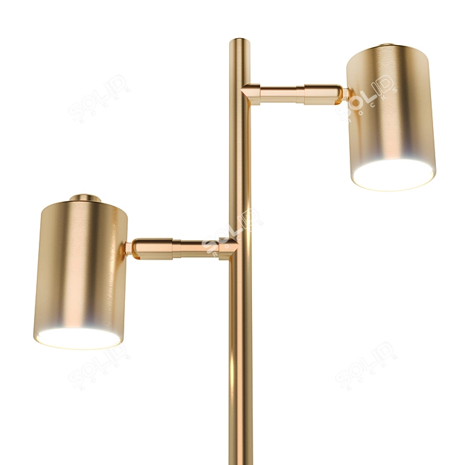 Brass Table Lamp with 2 Spots 3D model image 2