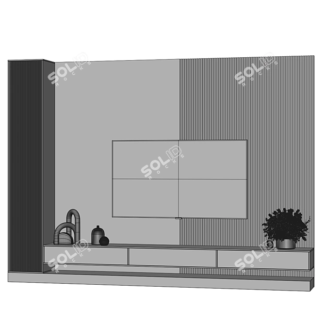 Sleek Geometry TV Wall Mount 3D model image 4