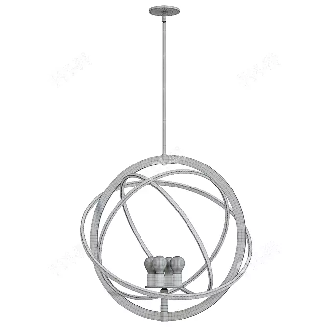 Ibis Wide Pendant: Polished Nickel & Brass 3D model image 3