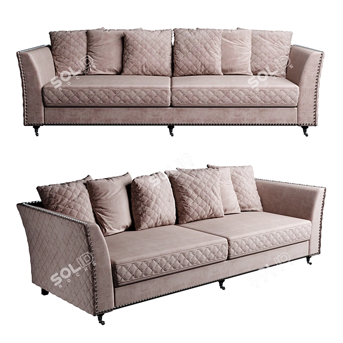 Garda Decor Sorrento 250: Elegant Velvet Three-Seater Sofa 3D model image 1