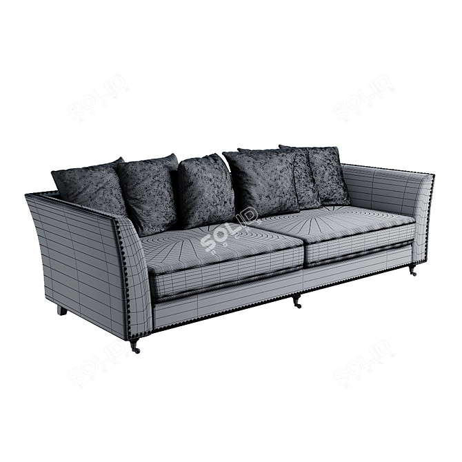 Garda Decor Sorrento 250: Elegant Velvet Three-Seater Sofa 3D model image 2