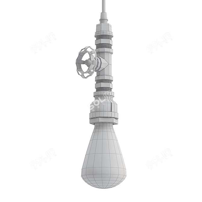 Vintage Industrial Water Pipe Pendant 3D model image 2