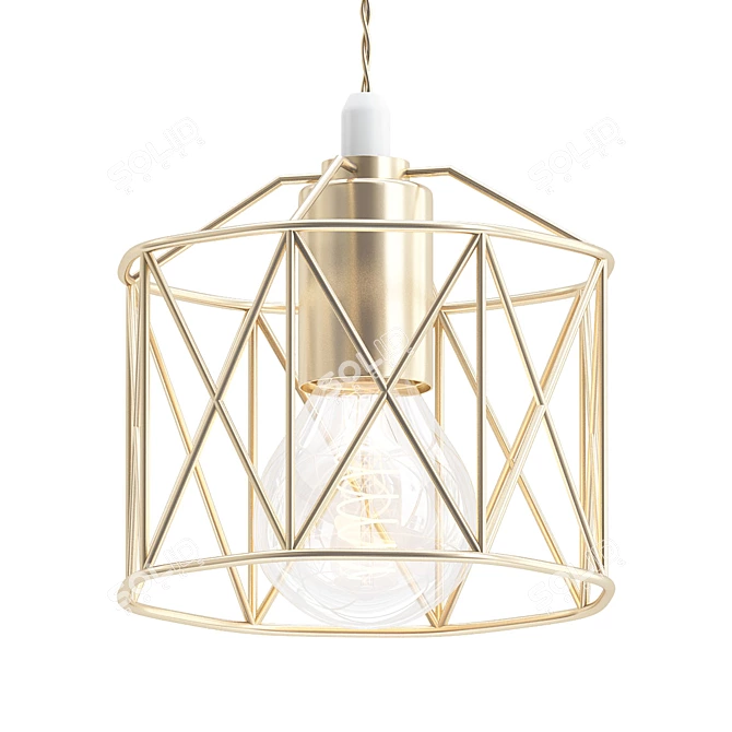 Sleek Iron Pendant Light 3D model image 1