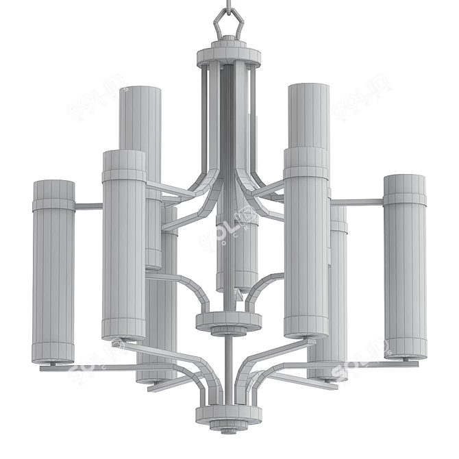 Elegant Milan Chandelier in Rubbed Bronze 3D model image 2