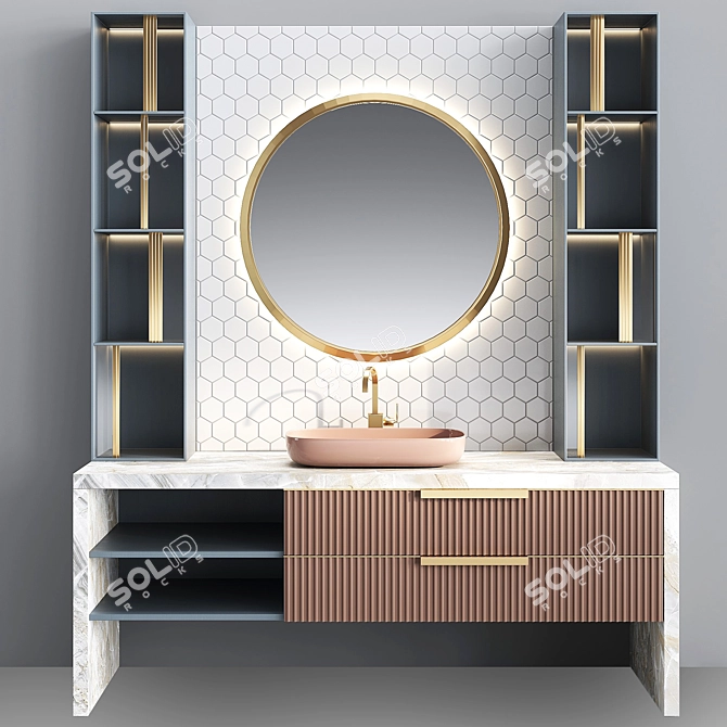 Elegant Bathroom Furniture Ensemble 3D model image 3