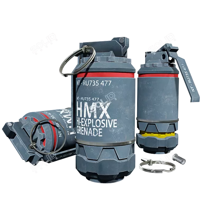 Explosive Polygonal Grenade 3D model image 2