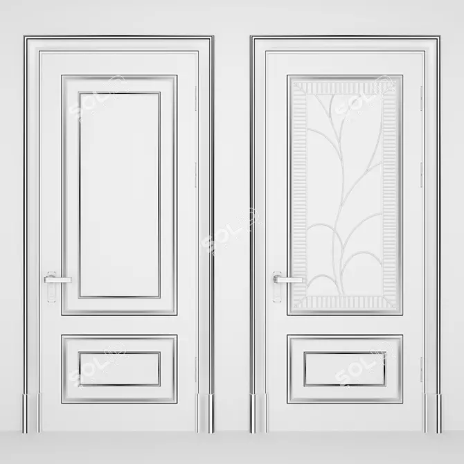  Stylish Wood Door Design 3D model image 3