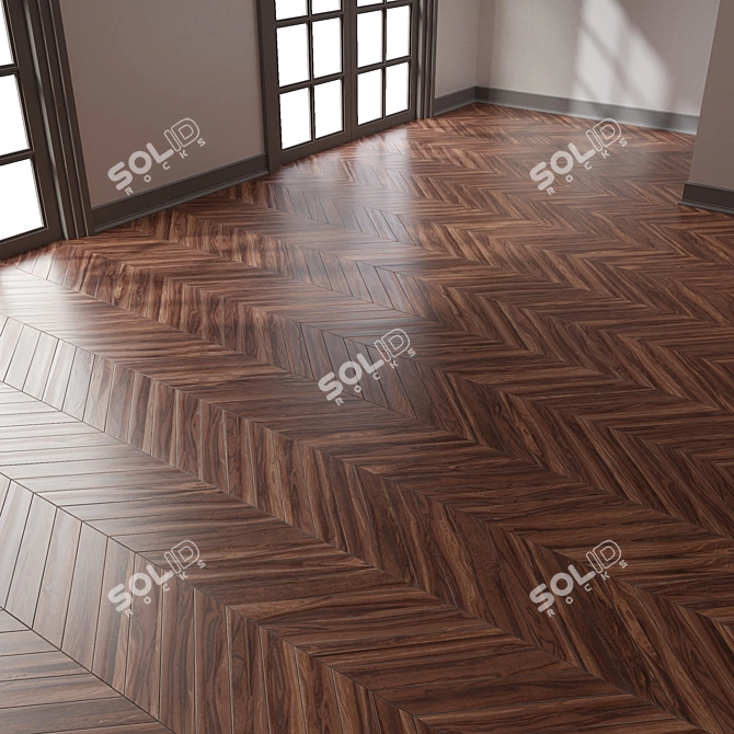 Premium Parquet Chevron: 4K PBR PNG 3D model image 5