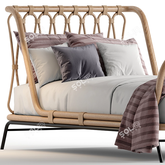 Rattan Kids Bed: Stylish & Sturdy 3D model image 3