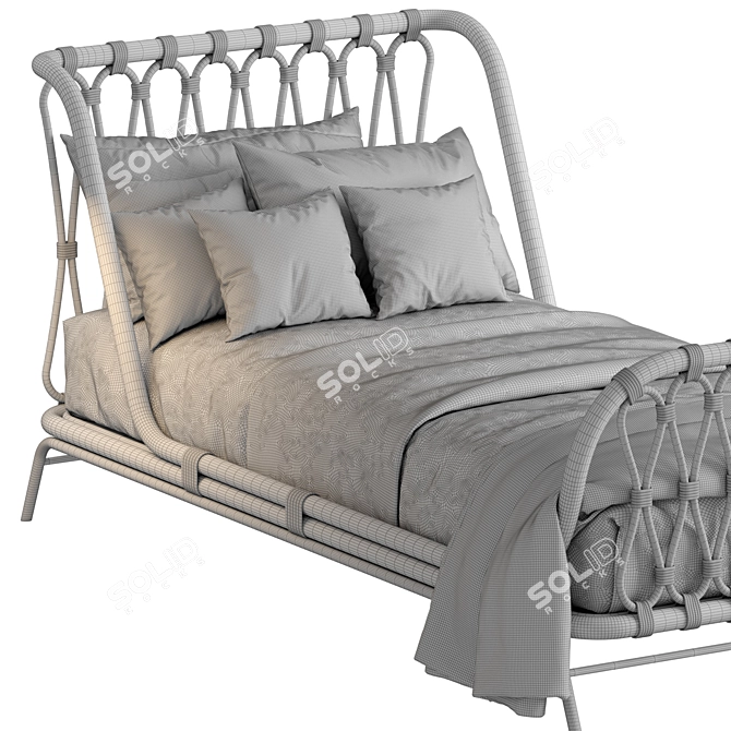 Rattan Kids Bed: Stylish & Sturdy 3D model image 5