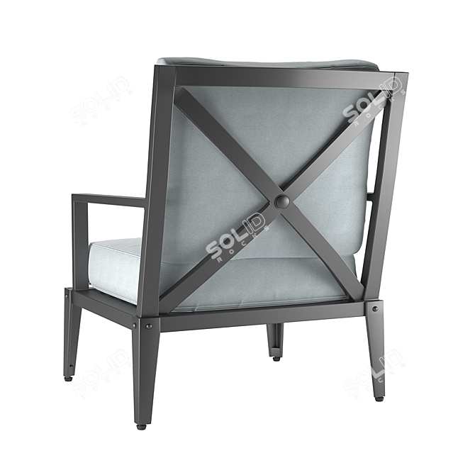 Leon Outdoor Armchair: Stylish Aluminum Design with Gray Cushions 3D model image 2