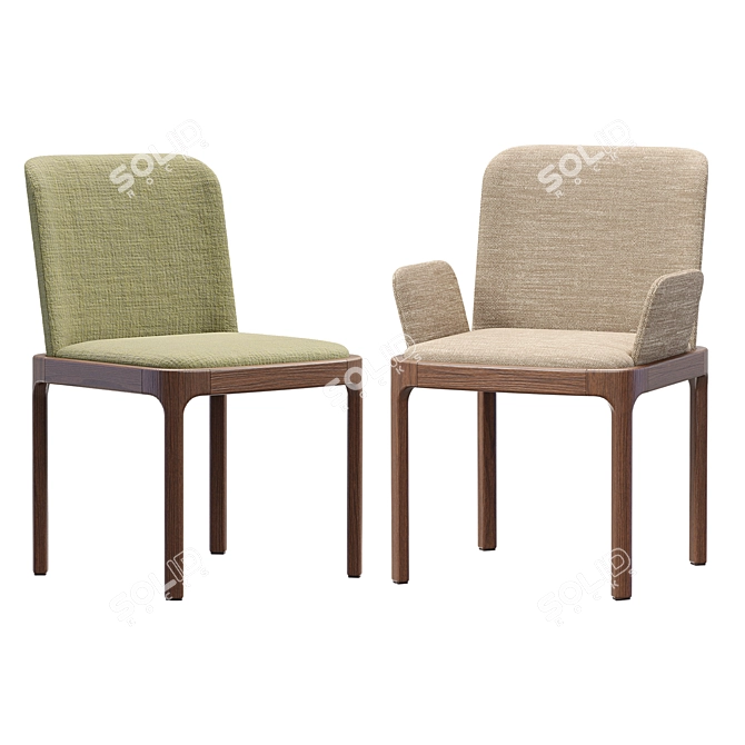 Elegant Pianca Inari Chair Pair 3D model image 3