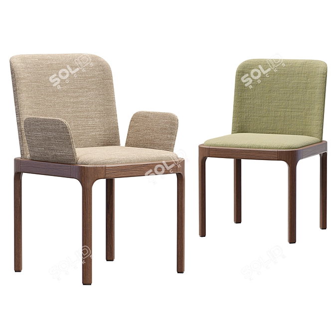 Elegant Pianca Inari Chair Pair 3D model image 7