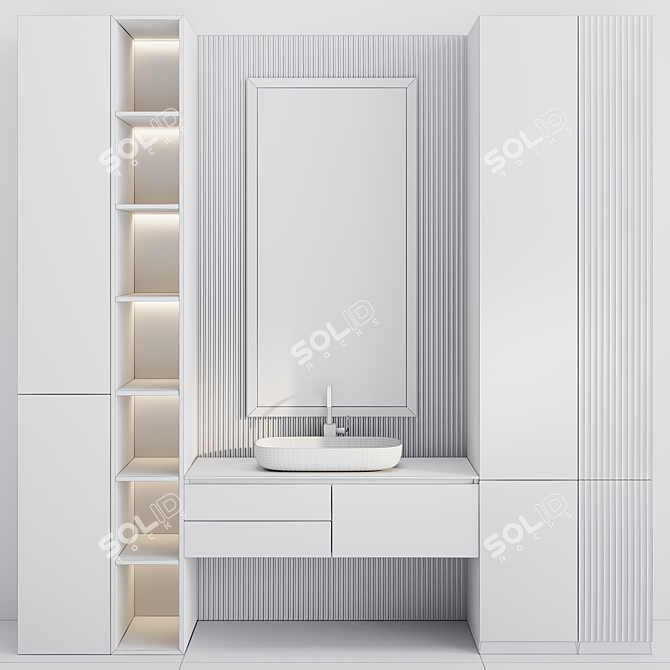 Elegant Bath Vanity Set 3D model image 2