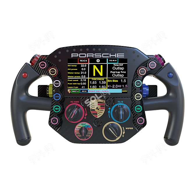 Porsche F1 Steering Wheel: Ultimate Performance & Precision 3D model image 2