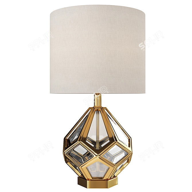 Gilded Glass Table Lamp 3D model image 1