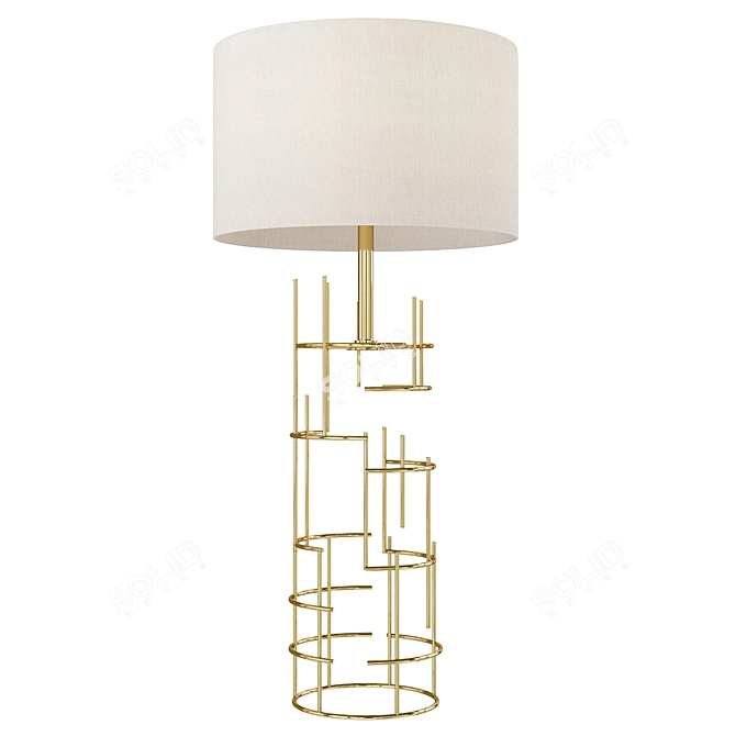 Golden Cylinder Table Lamp 3D model image 1