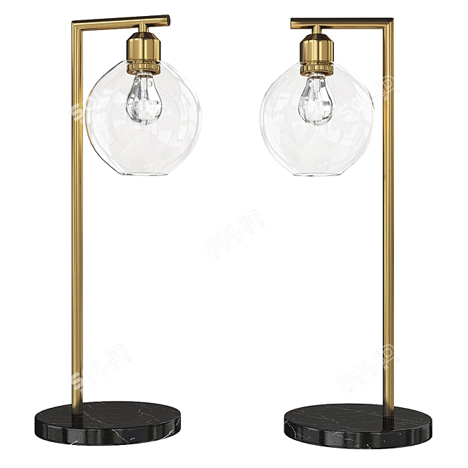 Elegant Gold Marble Task Lamp 3D model image 1