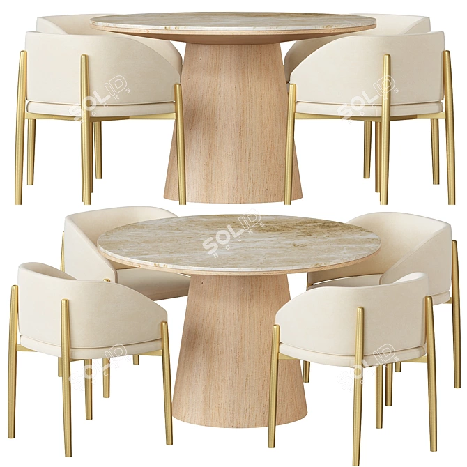 Minimalist Porro Frank Chair & Quartz Table 3D model image 1