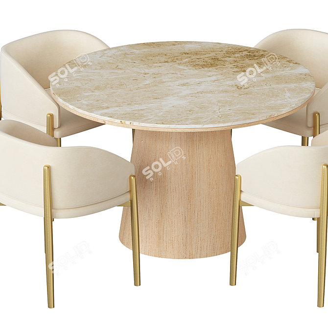 Minimalist Porro Frank Chair & Quartz Table 3D model image 2